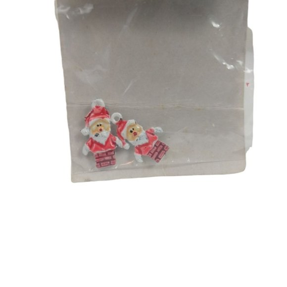 Vintage Franks Nursery Mini Santa in Chimney 1 inch Metal Necklace Charm New - Picture 2 of 3
